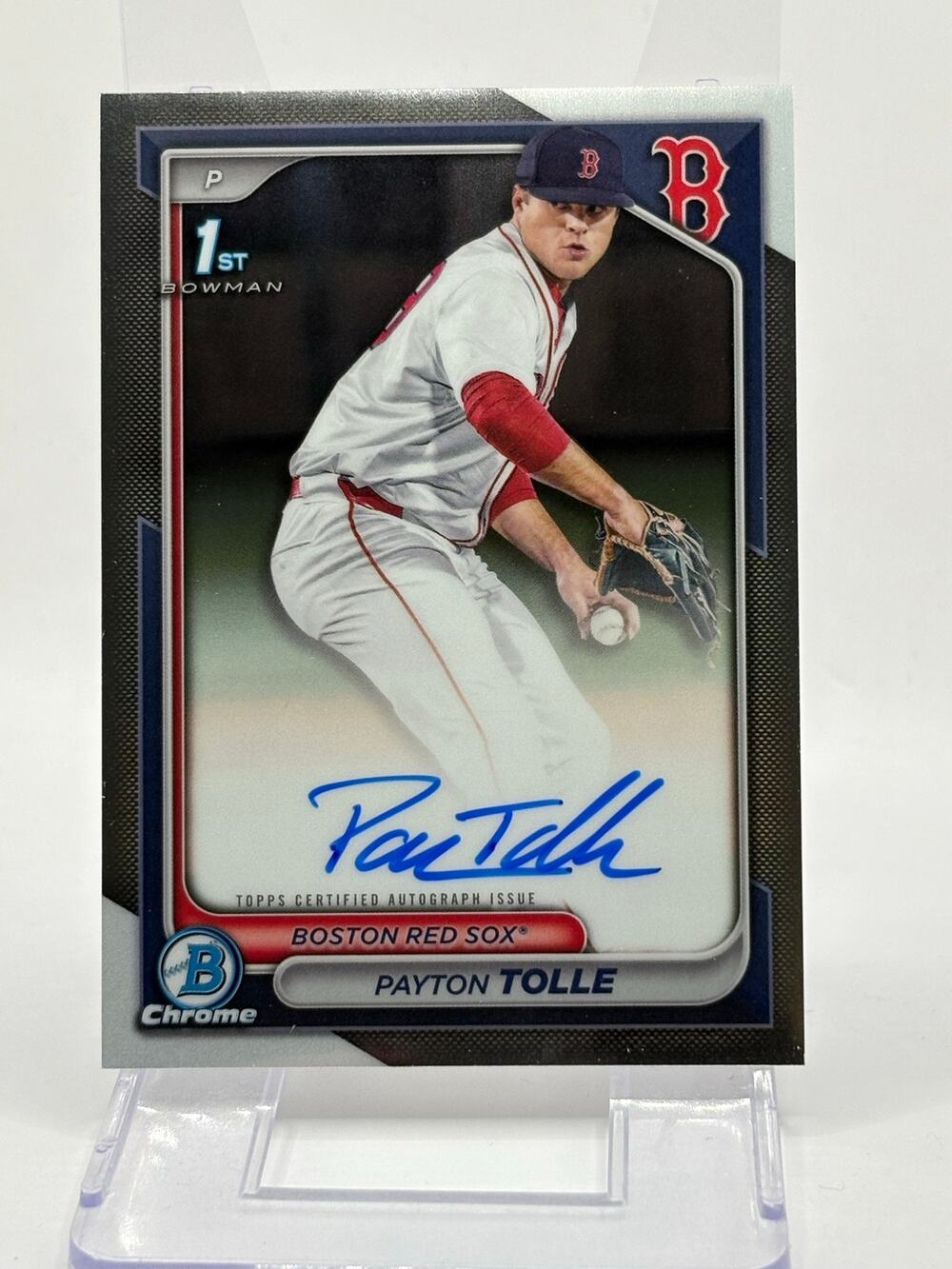 2024 Bowman Draft Payton Tolle 1st Prospect Chrome On Card Auto Boston Red Socks